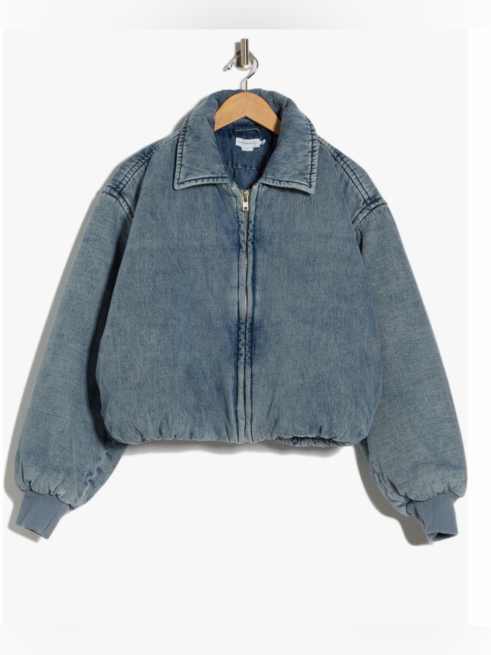 NWT Good American Blue Denim Bomber Jacket Size 2X